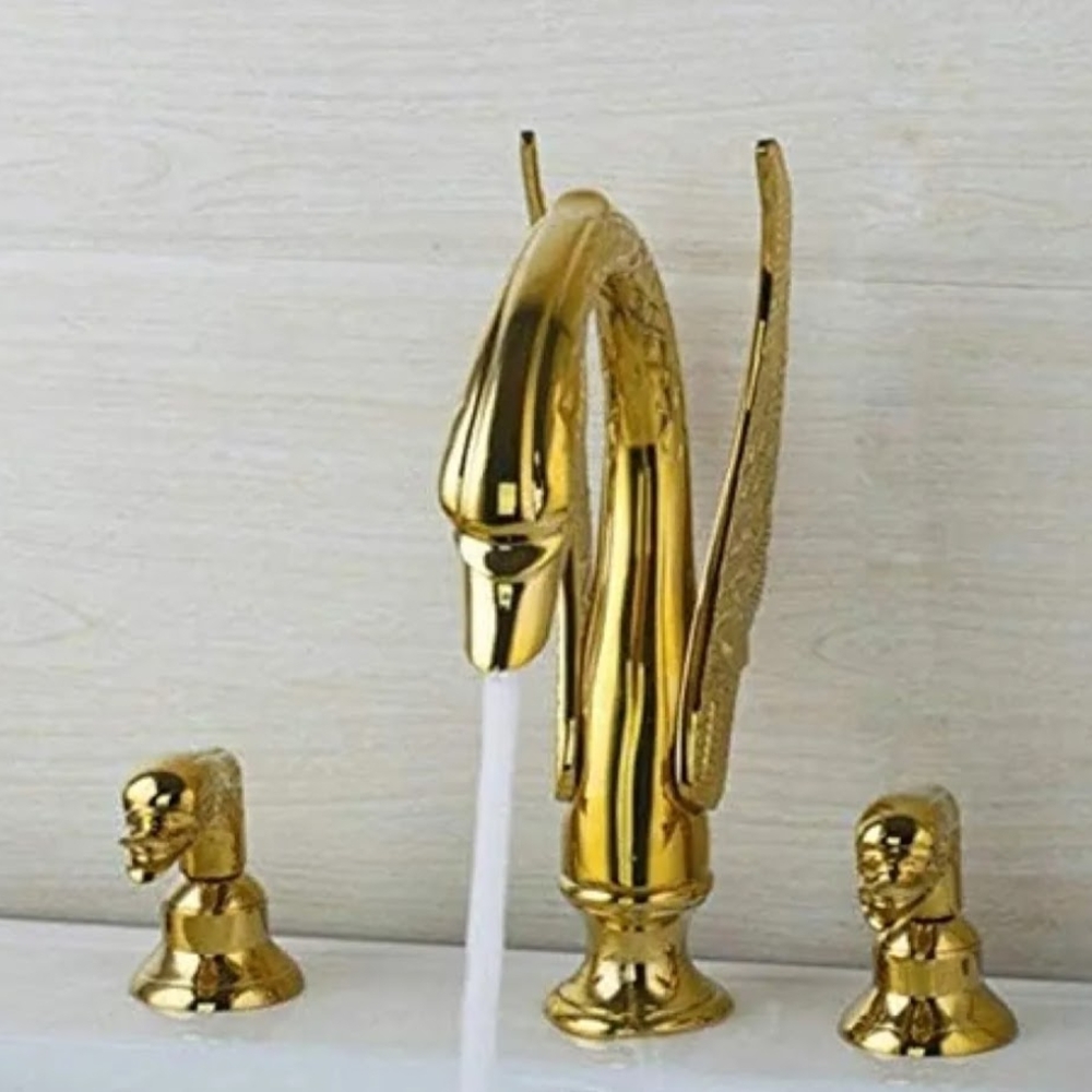 Elegant Gold Swan Faucet Set